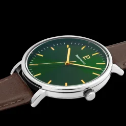 Montre Homme ESSENTIAL Cadran Vert Bracelet Cuir  Brun