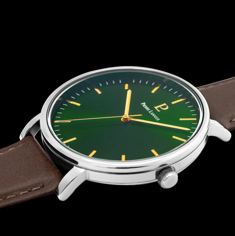 Montre Homme ESSENTIAL Cadran Vert Bracelet Cuir Brun