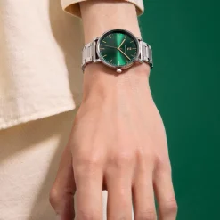 Montre Homme ESSENTIAL Cadran Vert Bracelet Acier Argenté