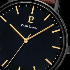 Montre Homme ESSENTIAL Cadran Noir Bracelet Cuir Brun
