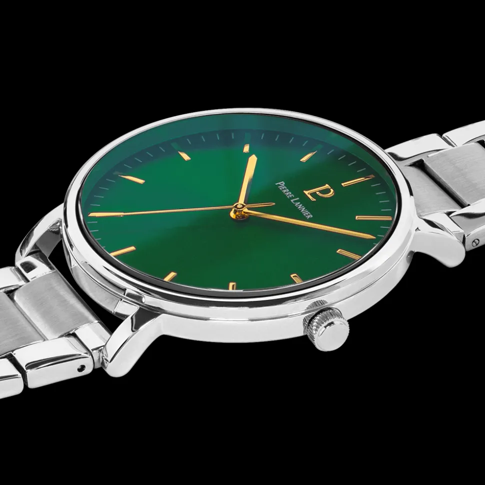 Montre Homme ESSENTIAL Cadran Vert Bracelet Acier Argenté