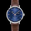 Montre Homme EVIDENCE Cadran Bleu Bracelet Cuir Brun