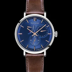 Montre Homme EVIDENCE Cadran Bleu Bracelet Cuir Brun