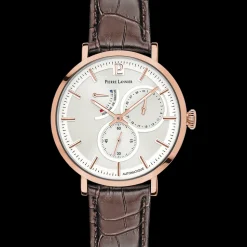 Montre Homme EVIDENCE Cadran Argenté Bracelet Cuir Brun