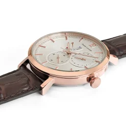 Montre Homme EVIDENCE Cadran Argenté Bracelet Cuir Brun