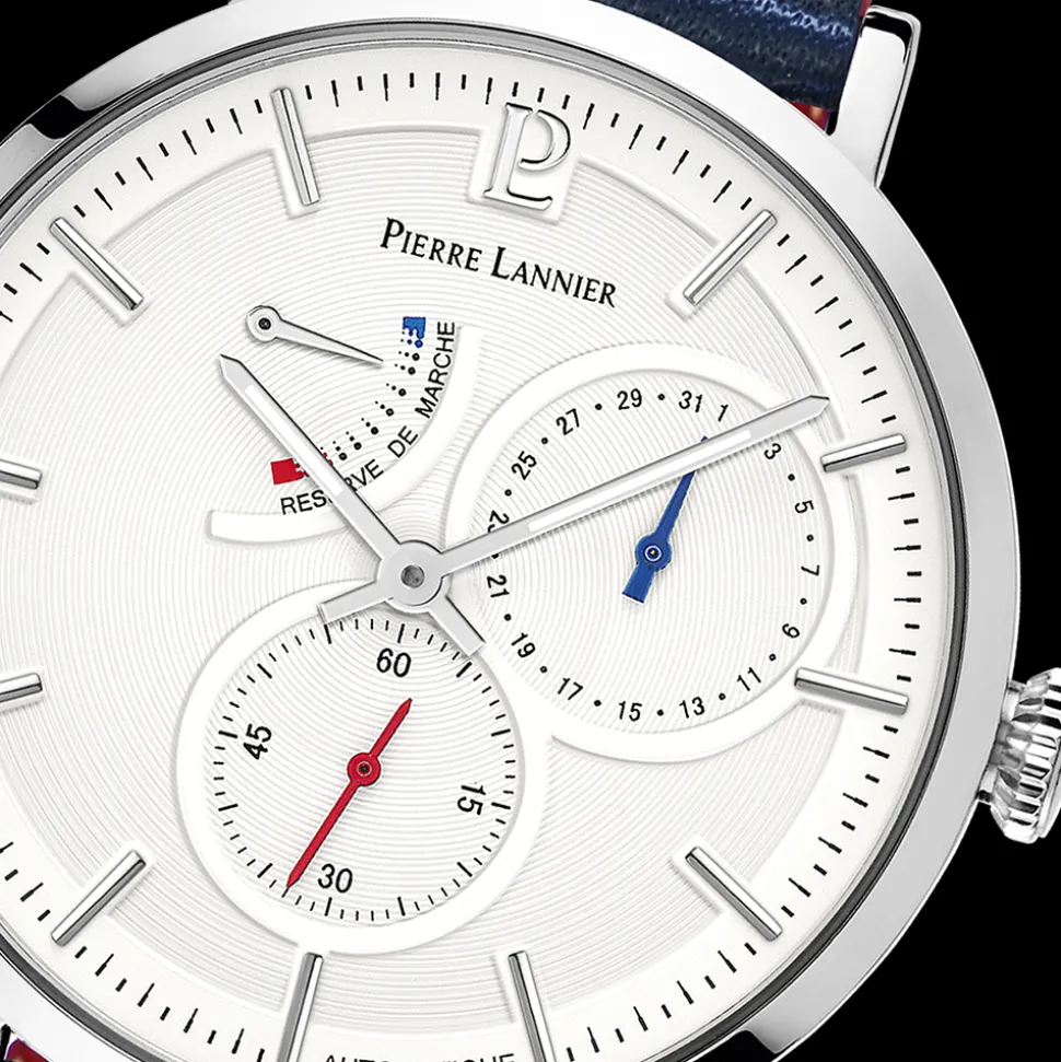 Montre Homme EVIDENCE Cadran Blanc Bracelet Cuir Bleu