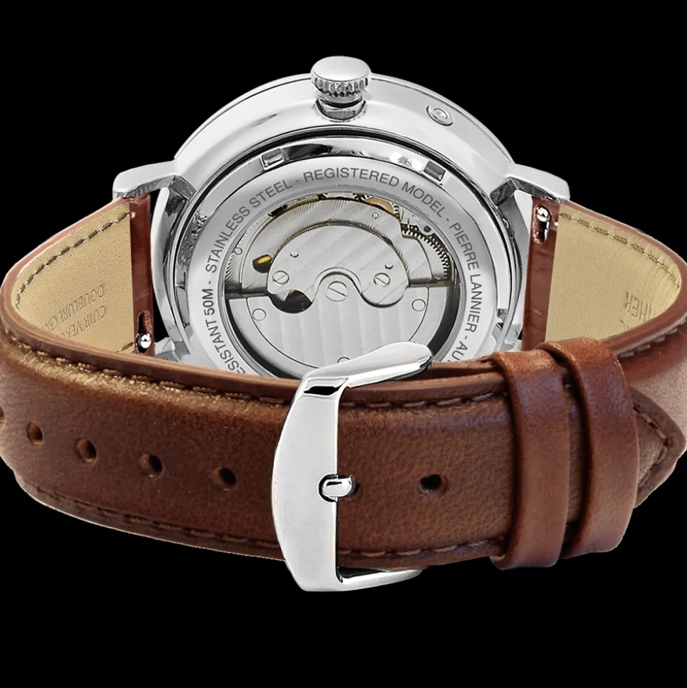 Montre Homme EVIDENCE Cadran Bleu Bracelet Cuir Brun