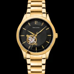 Montre Homme FLEURET Cadran Noir Bracelet Acier Doré