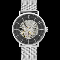 Montre Homme GAIUS Cadran Noir Bracelet Acier milanais Argenté