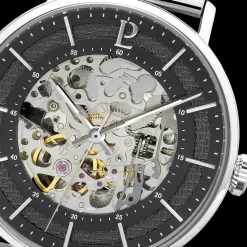 Montre Homme GAIUS Cadran Noir Bracelet Acier milanais Argenté