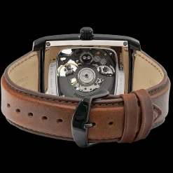 Montre Homme HECTOR Cadran Noir Bracelet Cuir Brun