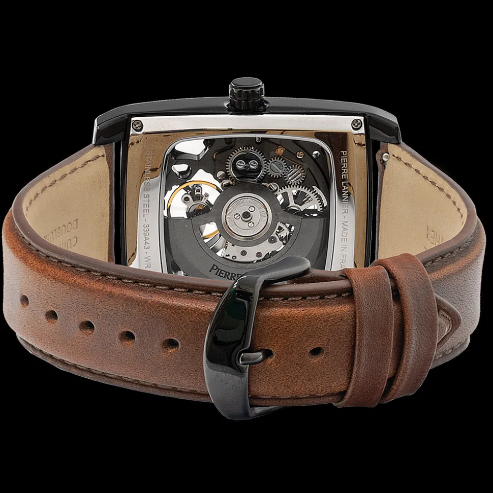Montre Homme HECTOR Cadran Noir Bracelet Cuir Brun
