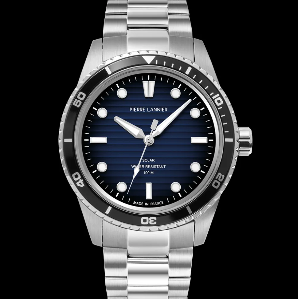 Montre Homme INTI Argenté Cadran Bleu Bracelet Acier Argenté 22 MM