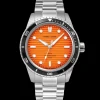 Montre Homme INTI Argenté Cadran Orange Bracelet Acier Argenté 22 MM