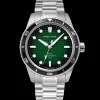 Montre Homme INTI Argenté Cadran Vert Bracelet Acier Argenté 22 MM