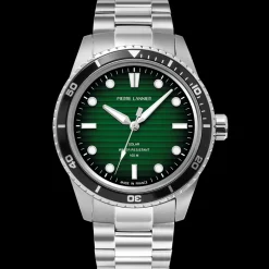 Montre Homme INTI Argenté Cadran Vert Bracelet Acier Argenté 22 MM