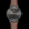 Montre Homme INTI Cadran Noir Bracelet Cuir Brun