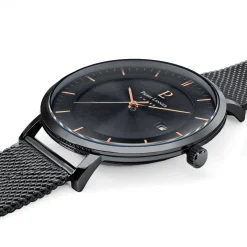 Montre Homme INTI Cadran Noir Bracelet Acier milanais Noir