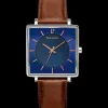 Montre Homme LECARÉ Cadran Bleu Bracelet Cuir Brun