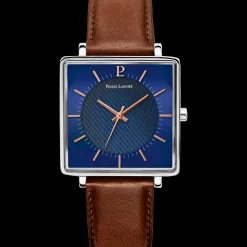 Montre Homme LECARÉ Cadran Bleu Bracelet Cuir Brun