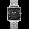 Montre Homme LECARÉ Cadran Noir Bracelet Acier milanais Argenté