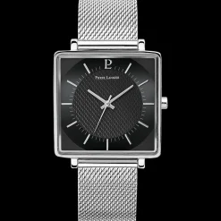 Montre Homme LECARÉ Cadran Noir Bracelet Acier milanais Argenté