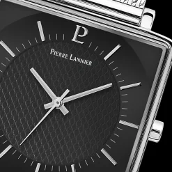 Montre Homme LECARÉ Cadran Noir Bracelet Acier milanais Argenté