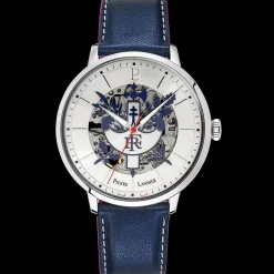 Montre Homme ÉLYSÉE Cadran Argenté Bracelet Cuir  Bleu
