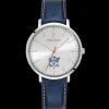Montre Homme ÉLYSÉE Cadran Argenté Bracelet Cuir  Bleu