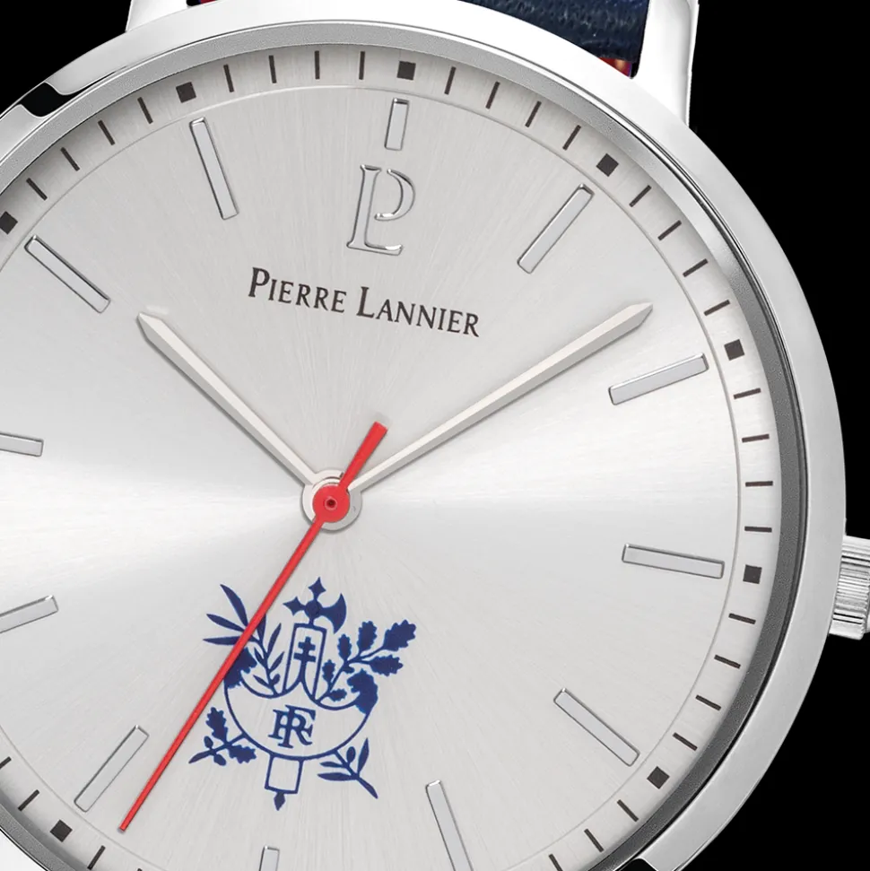 Montre Homme ÉLYSÉE Cadran Argenté Bracelet Cuir Bleu