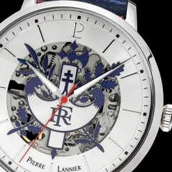 Montre Homme ÉLYSÉE Cadran Argenté Bracelet Cuir Bleu