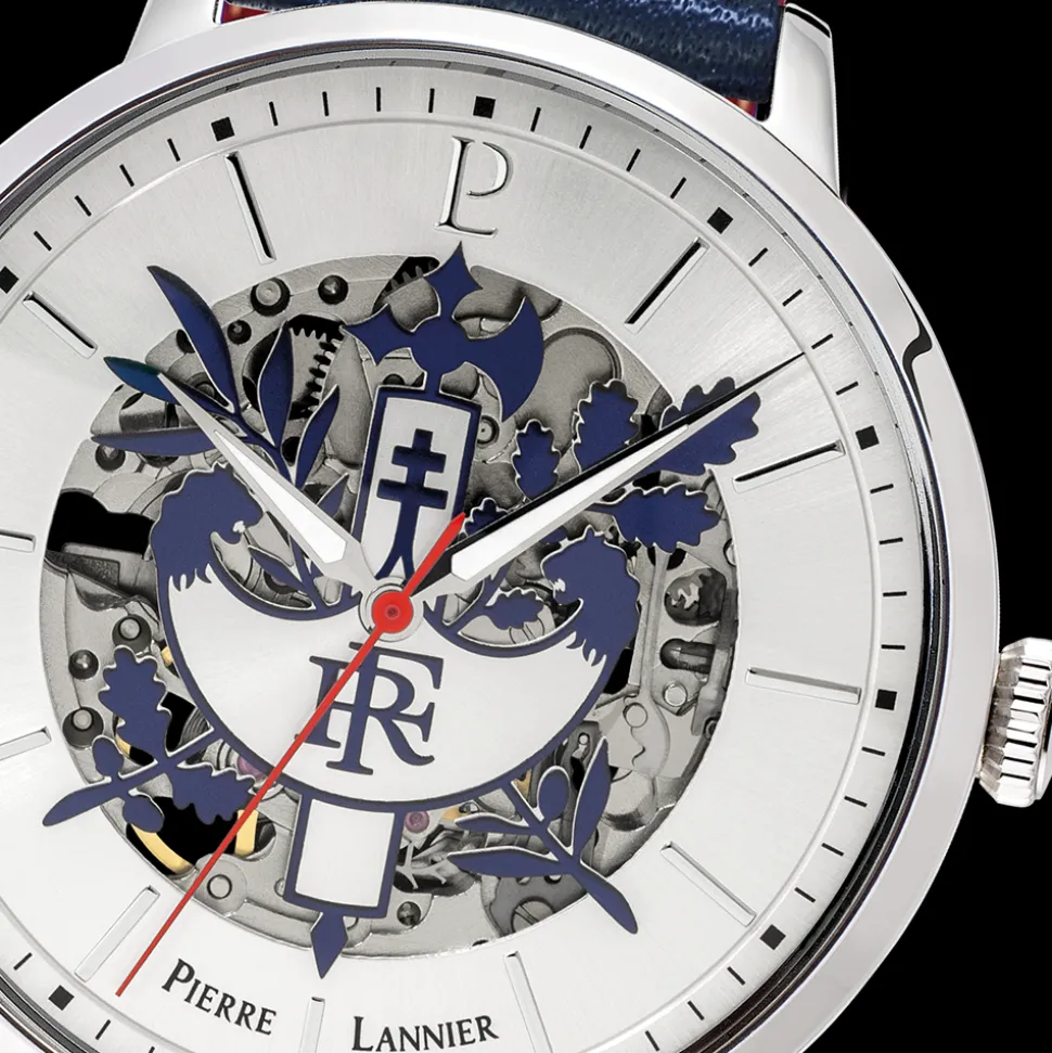 Montre Homme ÉLYSÉE Cadran Argenté Bracelet Cuir Bleu
