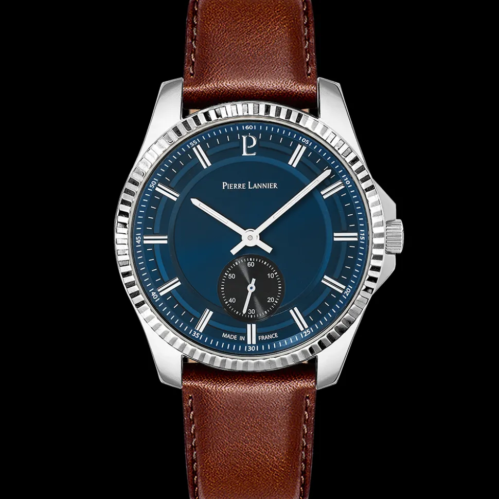Montre Homme METROPOLITAIN Cadran Bleu Bracelet Cuir Brun