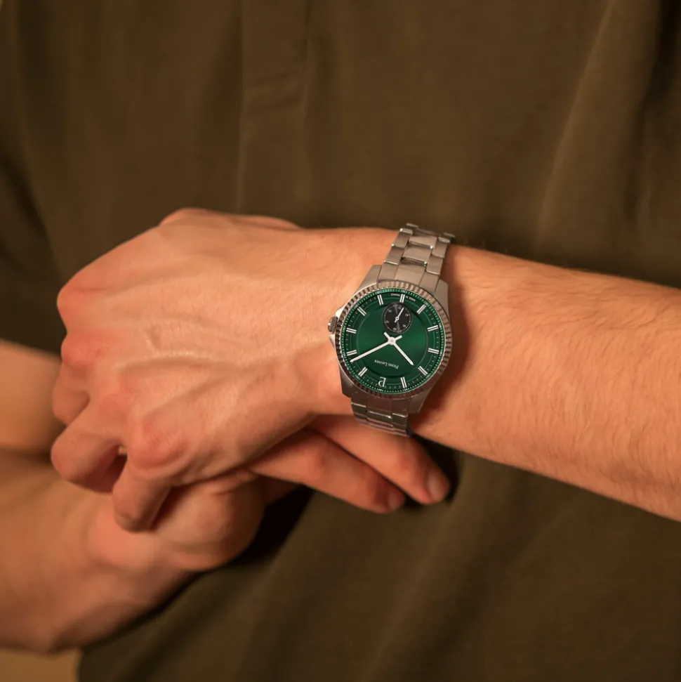 Montre Homme METROPOLITAIN Cadran Vert Bracelet Acier Argenté