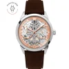 Montre Homme MONARCK Argenté Cadran Saumon Bracelet Cuir Brun 22 MM