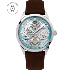 Montre Homme MONARCK Argenté Cadran Bleu Bracelet Cuir Brun 22 MM
