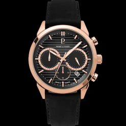 Montre Homme MONARCK Doré-rose  Cadran Gris Bracelet Cuir Noir 22 MM