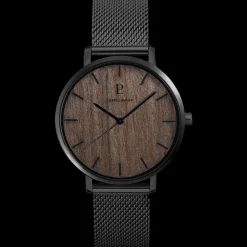 Montre Homme NATURE Cadran Brun Bracelet Acier milanais Noir
