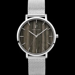 Montre Homme NATURE Cadran Noir Bracelet Acier milanais Argenté