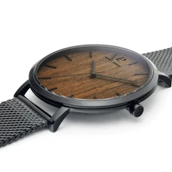 Montre Homme NATURE Cadran Brun Bracelet Acier milanais Noir