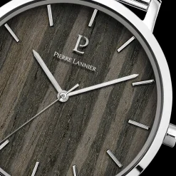Montre Homme NATURE Cadran Noir Bracelet Acier milanais Argenté