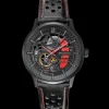 Montre Homme PADDOCK Cadran Noir Bracelet Cuir Perforé Noir