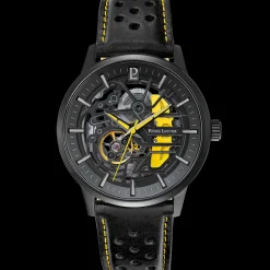 Montre Homme PADDOCK Cadran Noir Bracelet Cuir Perforé Noir
