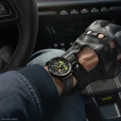 Montre Homme PADDOCK Cadran Noir Bracelet Cuir  Noir