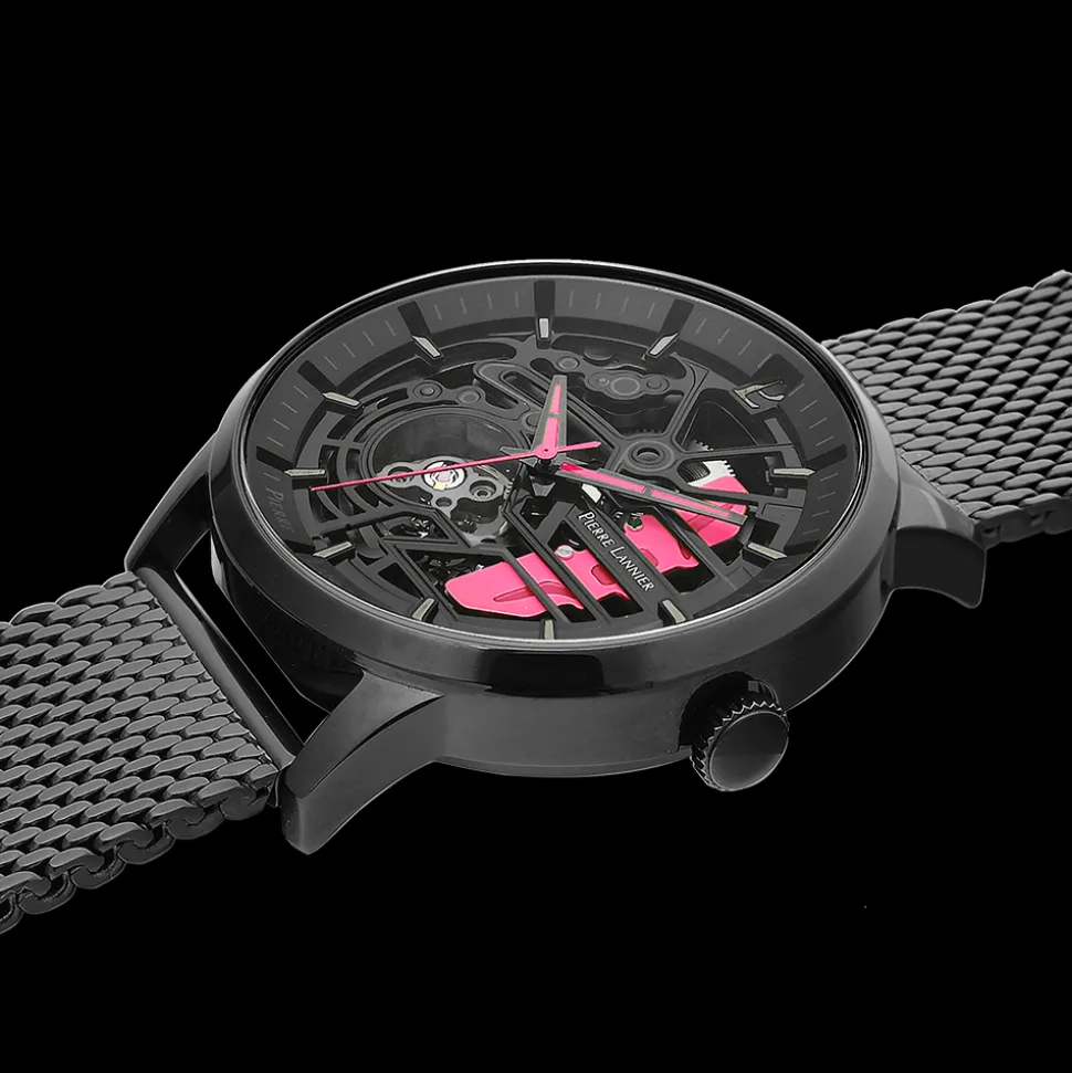 Montre Homme PADDOCK Cadran Noir Bracelet Acier milanais Noir