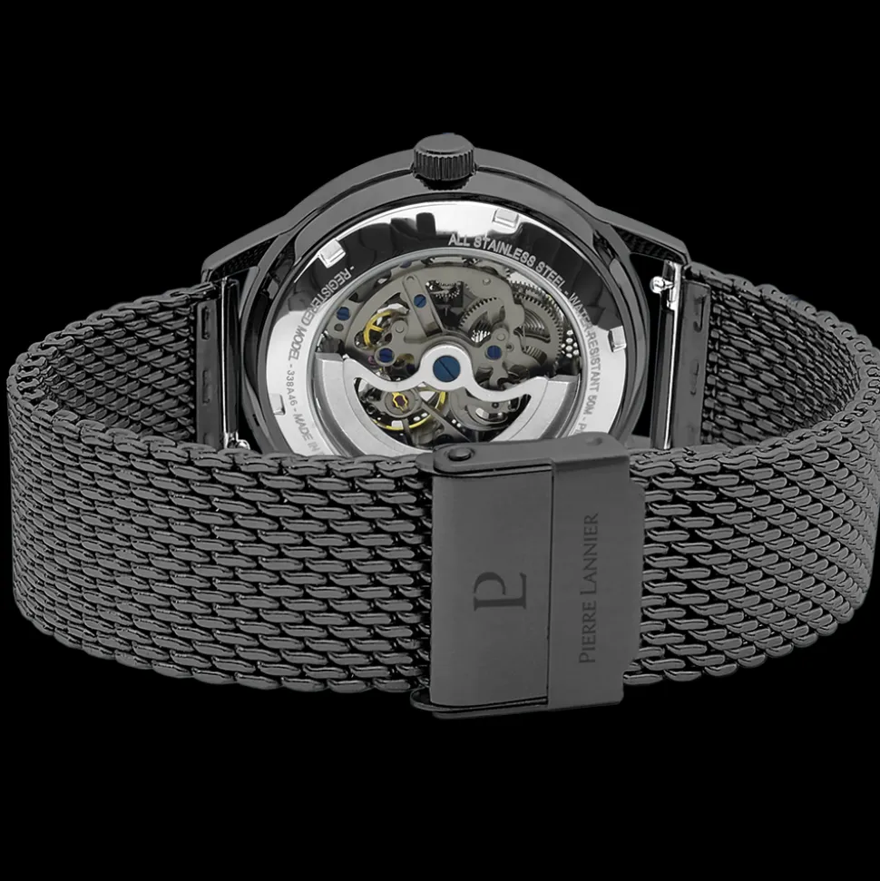 Montre Homme PADDOCK Cadran Noir Bracelet Acier milanais Noir