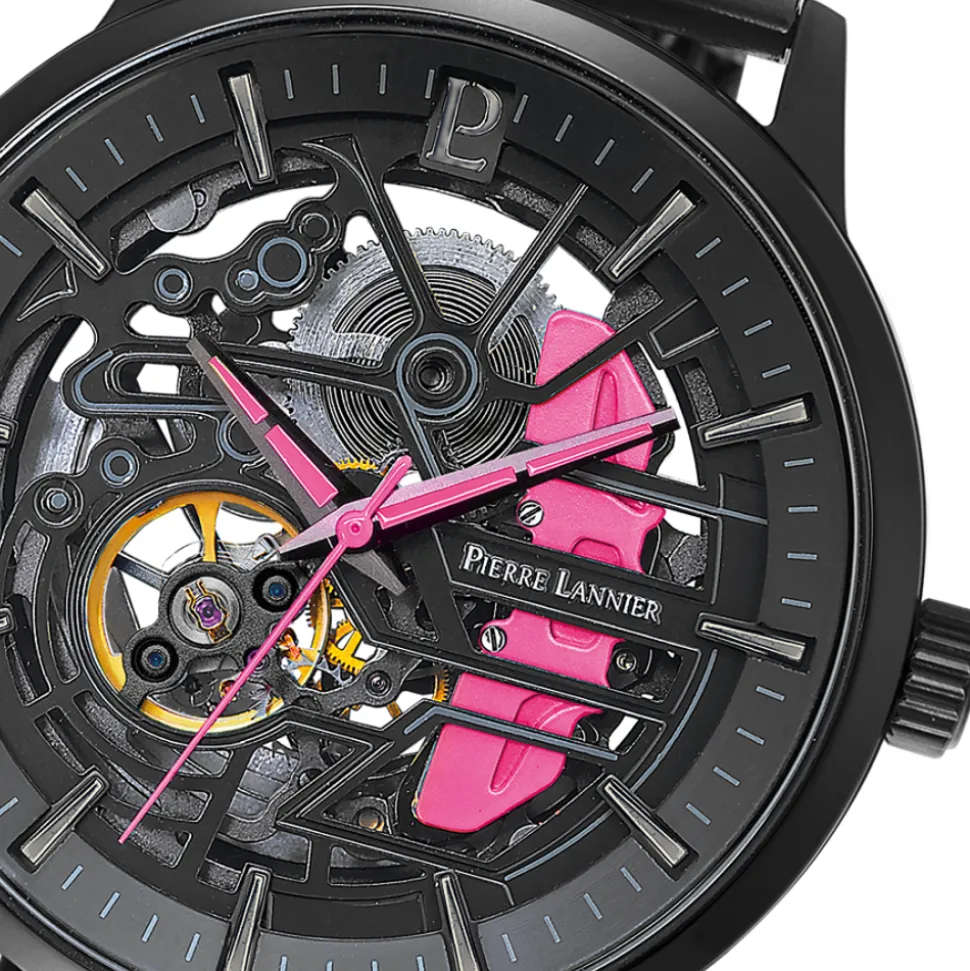 Montre Homme PADDOCK Cadran Noir Bracelet Acier milanais Noir