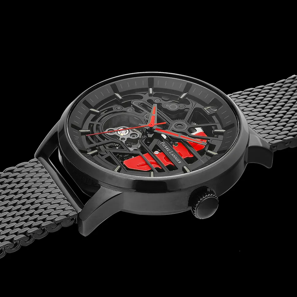 Montre Homme PADDOCK Cadran Noir Bracelet Acier milanais Noir