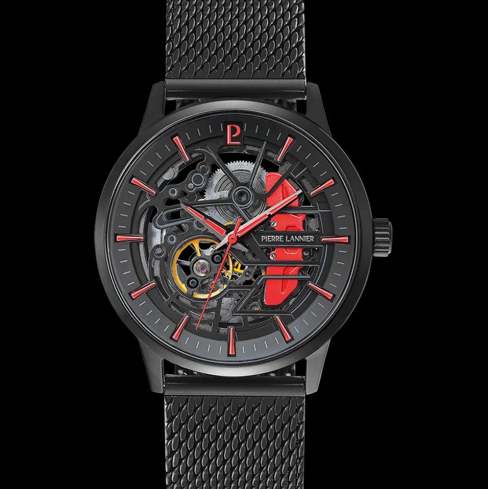 Montre Homme PADDOCK Noir Cadran Noir Bracelet Acier milanais Noir 22 MM