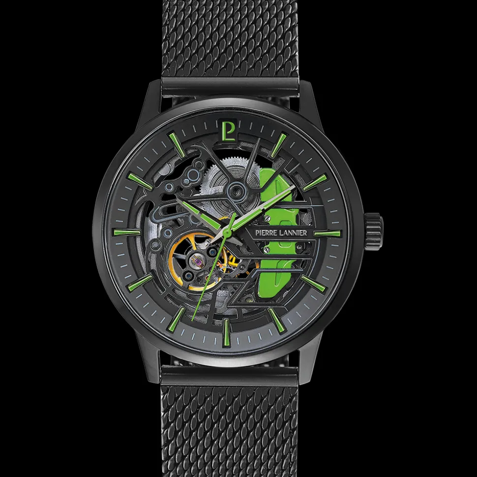 Montre Homme PADDOCK Noir Cadran Noir Bracelet Acier milanais Noir 22 MM